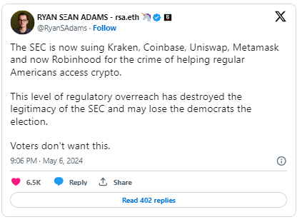 Kraken反击SEC，指责其案件存在缺陷